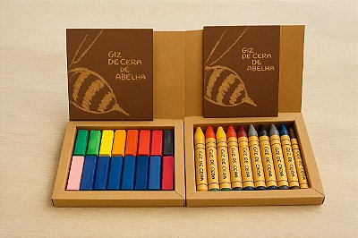 Combo giz de cera Apiscor 12 blocos + 12 bastões cores básicas