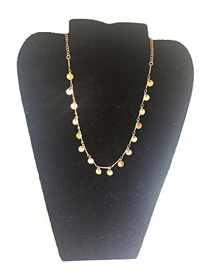 Colar Choker com Medalhas Mini Folheado à Ouro 18K