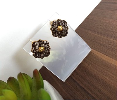 Brinco Flor Ouro Velho - BIJUTERIAS FINAS