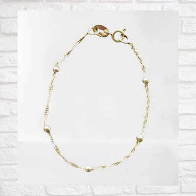 Pulseira para Bebê com Bolinhas Folheada à Ouro 18K