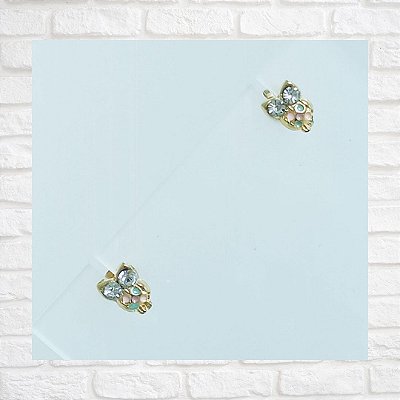 Brinco Infantil Coruja Tarraxa Baby Folheado à Ouro 18K
