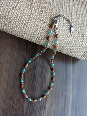 Colar Choker com Sementes de Açaí e Cristais