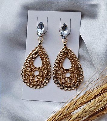 Maxi Brinco Design Gota e Cristais