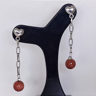 Brinco Pendente com Pedra Goldstone