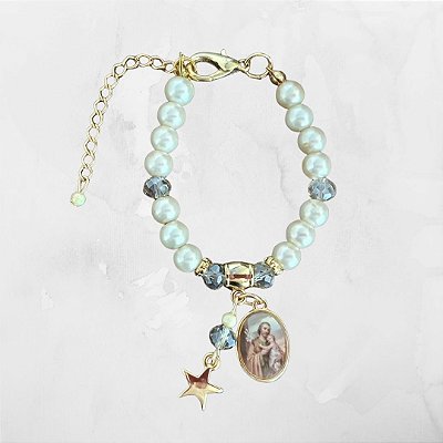 Pulseira de Pérolas com Medalha de São José