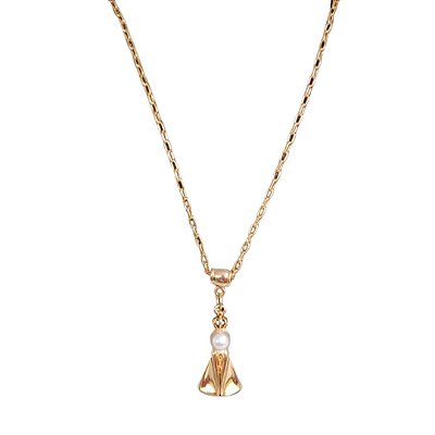 Colar de Corrente Dourada Pingente Nossa Senhora Aparecida com Pérola