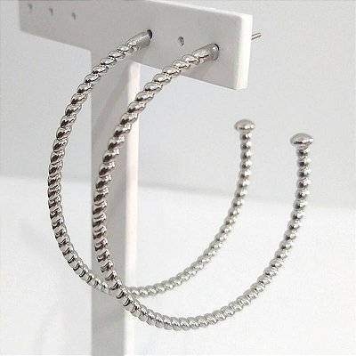 Brinco de Argola Georgia folheado em ródio ( prateado)