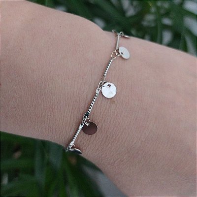 Pulseira com mini moedas penduradas folheado em Ródio (Tamanho único) prateado