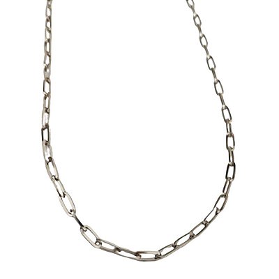 Colar correntaria P elos quadrados folheado em ródio ( prateado) 45 cm Itália