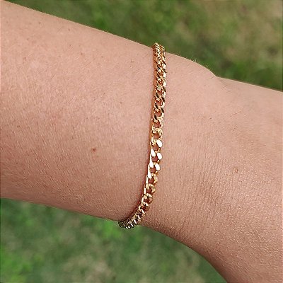 Pulseira Correntaria grumed PP Fina folheado em ouro