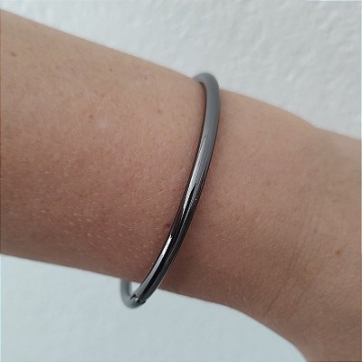 Bracelete Fixo Liso ( fino) folheado em ródio negro  ( tamanhos M) até 20 cm