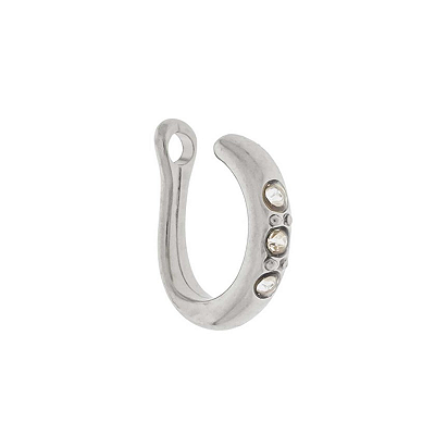 Piercing Com detalhes de strass folheado em ródio