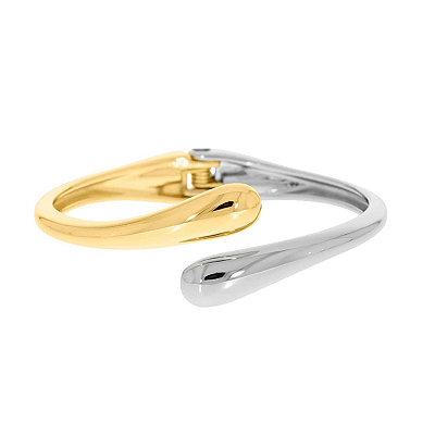 Bracelete articulado com detalhes de gotas dois banhos folheado em ouro e ródio  ( serve até pulso 18 cm)