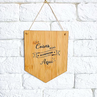 Flâmula Decorativa em Bambu Com Frases Personalizadas