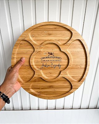 Petisqueira para Churrasco em Bambu Personalizada Dia dos Pais