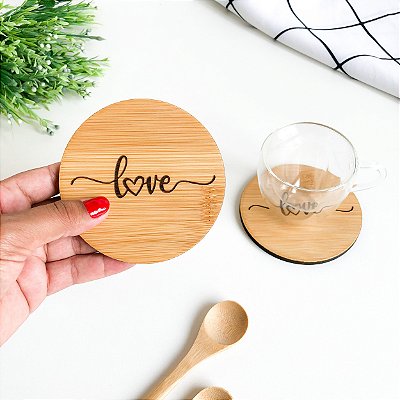 Porta Copos Redondo em Bambu Personalizado