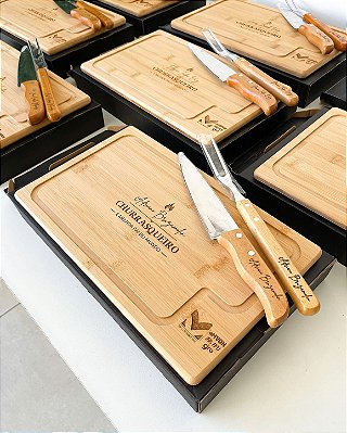 Kit Churrasco Tábua & Faca e Garfo Personalizado Brinde Corporativo