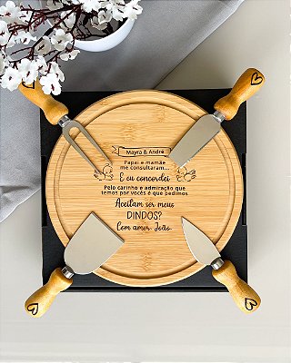 Kit Queijos Personalizado Convite Padrinhos Batismos Dindos