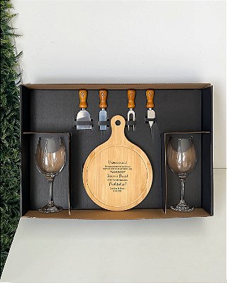 Kit Queijos e Vinhos Personalizado Padrinhos Casamento