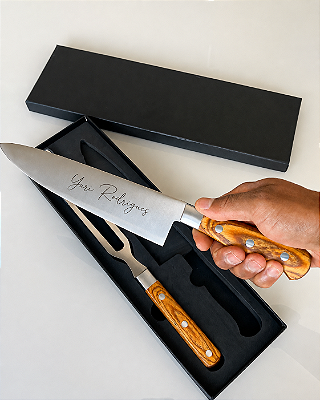 Kit Churrasco Faca e Garfo Premium Personalizado