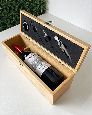 Kit Vinho 4 Acessórios + Caixa Personalizada Brinde Corporativo