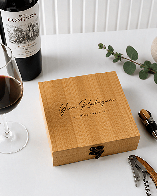 Kit Acessórios para Vinho Com Caixa Bambu Personalizada