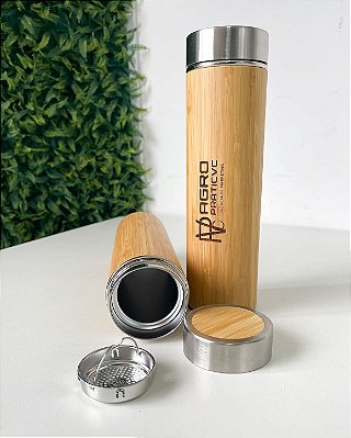 Garrafa Termica Inox Bambu Pesonalizada Brinde Corporatrvo 500ml