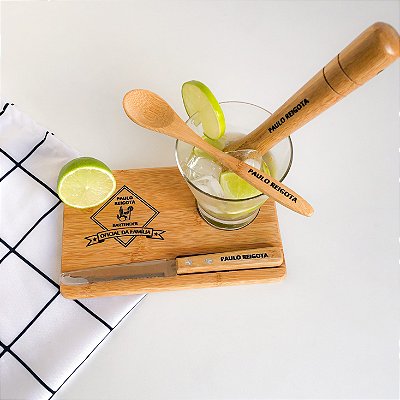 Kit para Caipirinha 5 Peças em Bambu Personalizado