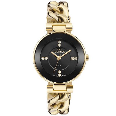 RELOGIO FEMININO TECHNOS 2036MQM1P  DOURADO/PRETO