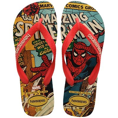 SANDALIA INFANTIL HAVAIANAS TOP MARVEL CLAS BEGE/VERM