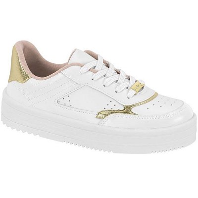 TENIS FEMININO MOLECA 5782312 BRANCO/DOURADO