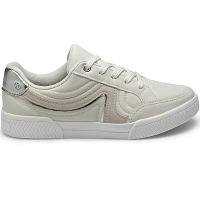 TENIS FEMININO KOLOSH C3008B WHITE/MARFIM/PRATA