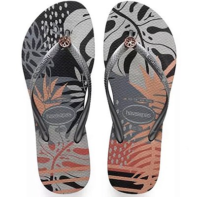 SANDALIA FEMININO HAVAIANAS SLIM FOLIAGE PRETO