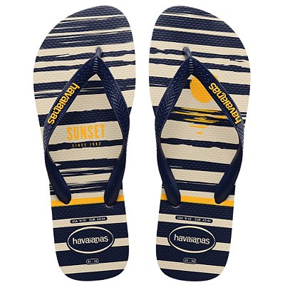 SANDALIA MASCULINO HAVAIANAS TOP NAUTICAL BEGE PALHA/MARINHO