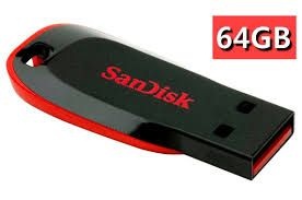 Pen Drive Sandisk 64gb Cruzer Blade Lacrado Original