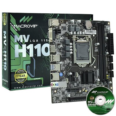 Placa Mãe H110 Macrovip INTEL LGA 1151 DDR4 VGA/HDMI i3/i5/i7 m.2