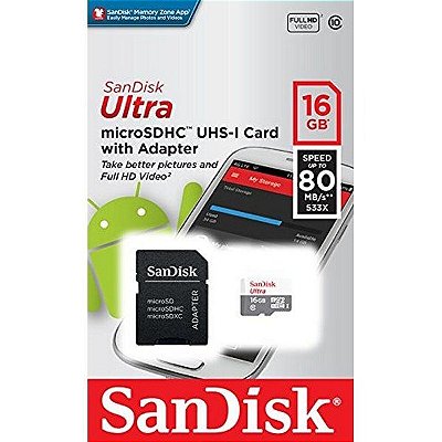 Cartão Micro Sd 16Gb Ultra Sandisk Classe 10
