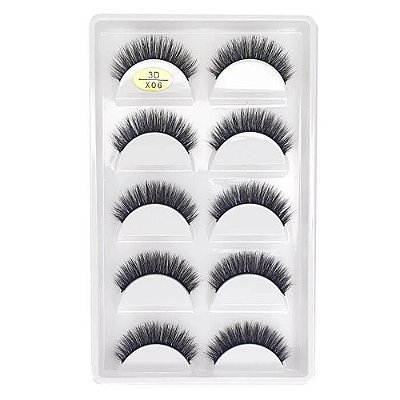 Cartela de Cílios Postiços 3D 5 pares - Modelo X06