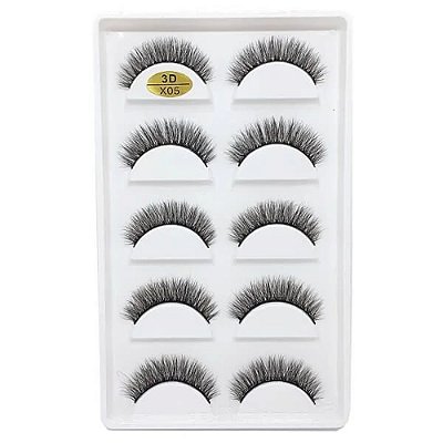 Cartela de Cílios Postiços 3D 5 pares - Modelo X05