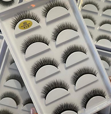 Cartela de Cílios Postiços 3D 5 pares - Modelo X13