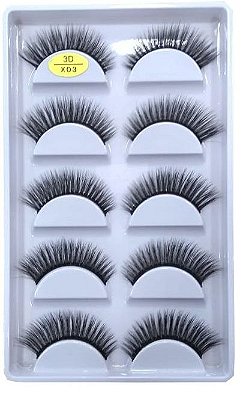Cartela de Cílios Postiços 3D 5 pares - Modelo X03