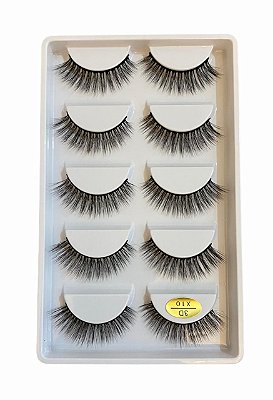 Cartela de Cílios Postiços 3D 5 pares - Modelo X10