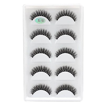 Cartela de Cílios Postiços 3D 5 pares - Modelo S19
