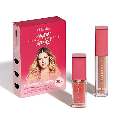 Kit Queridinhos Batom Líquido Matte + Gloss Crystal - Niina Secrets