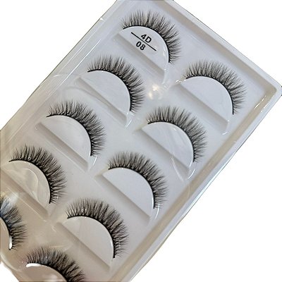 Cartela de Cílios Postiços 3D 5 pares - Modelo 4D 08