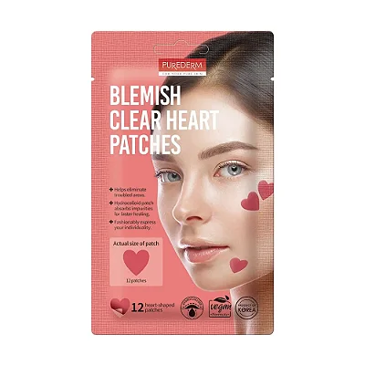 Adesivos Secativos para Acne Blemish Clear Heart Patches 12 unid - Purederm