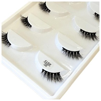 Cartela de Cílios Postiços de Cantinho 3D XS13 - 5 Pares
