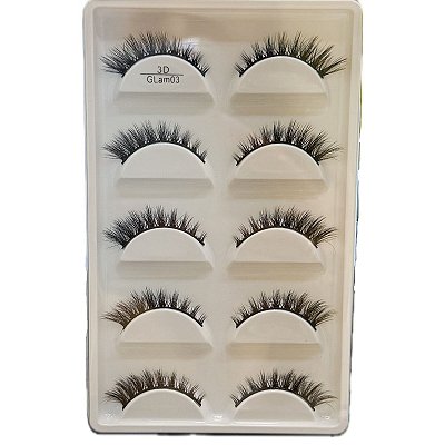 Cartela de Cílios Postiços 3D 5 pares - Modelo 3D Glam03
