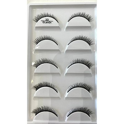Cartela de Cílios Postiços 3D 5 pares - Modelo 3D Glam04