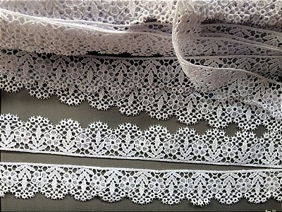 Renda Guipure 3,50 cm - 100% algodão branco | Peça com 7,20 m